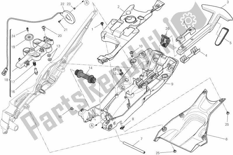 All parts for the Rear Frame Comp. Of the Ducati Diavel Carbon 1200 2012